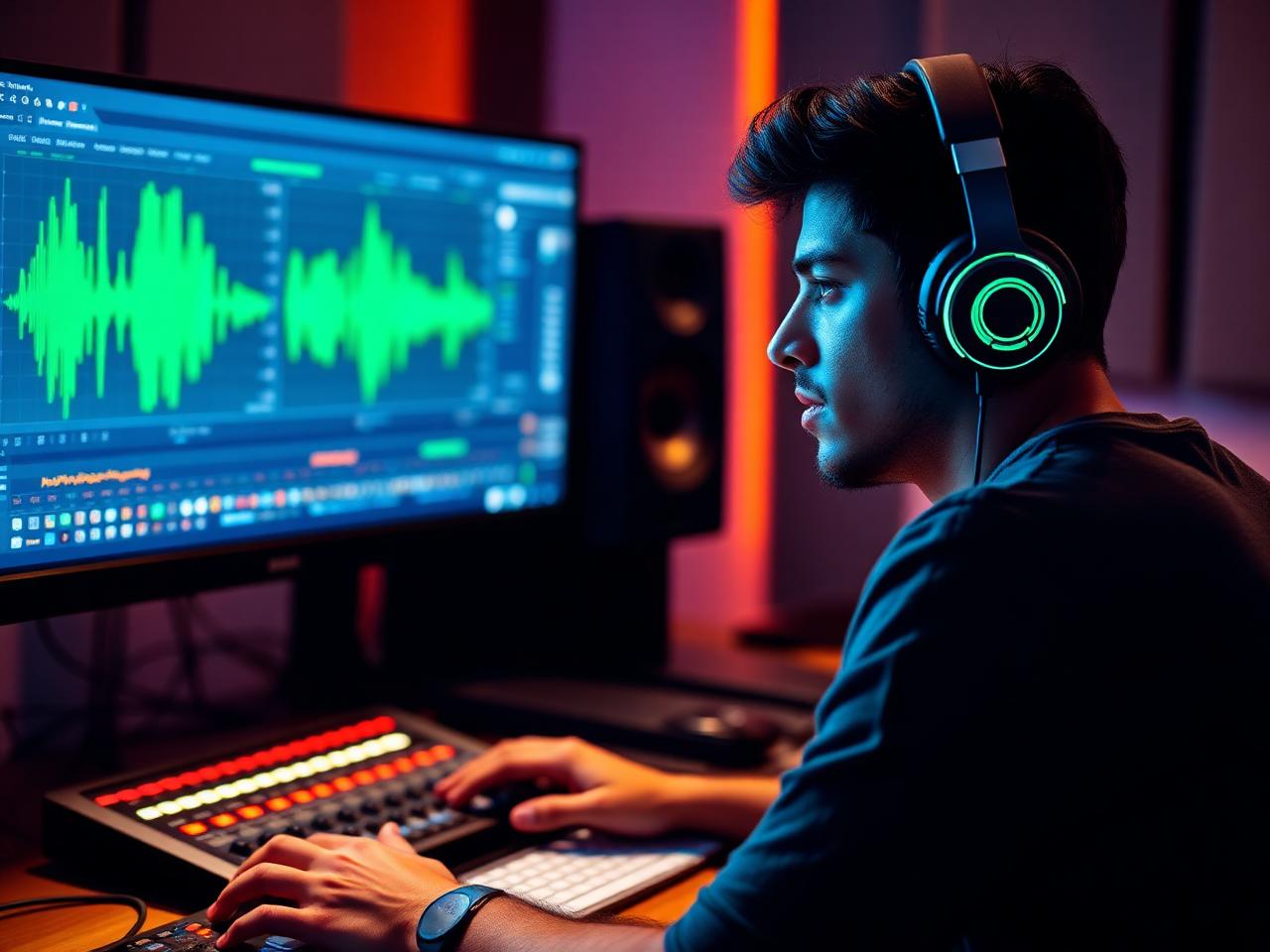 Produtor musical em estúdio